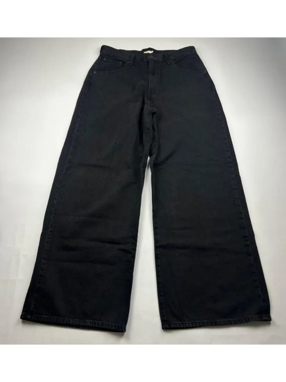 Levi's Black Denim High Rise Cinch Waist Baggy Jeans 31